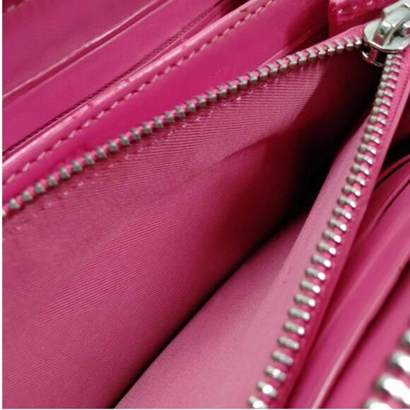 Coach Amaranth Pink Leather Bow Turnlock Long Zip Around Wallet 53903 - Picture 3 of 12